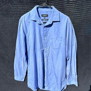 Vasanti Blue Button-Up Dress Shirt 16.5 Neck well-loved condition